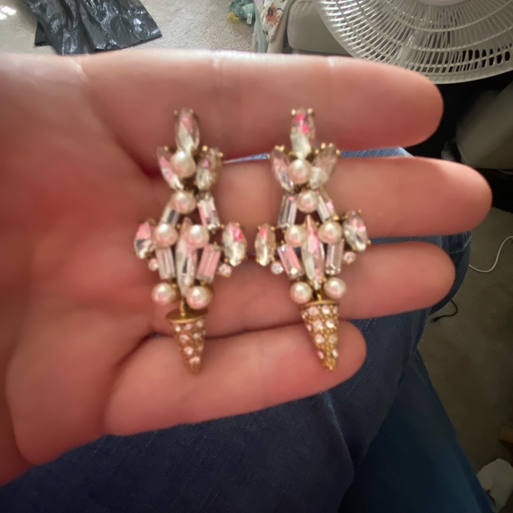 J. Crew Gold and Pearl Statement Earrings